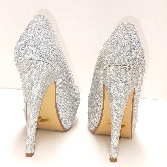 Delicacy silver rhinestone spike heels formal shoes Size: 6.5 - Picture 2 of 7